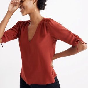 Madewell Silk Cinch-Sleeve Top